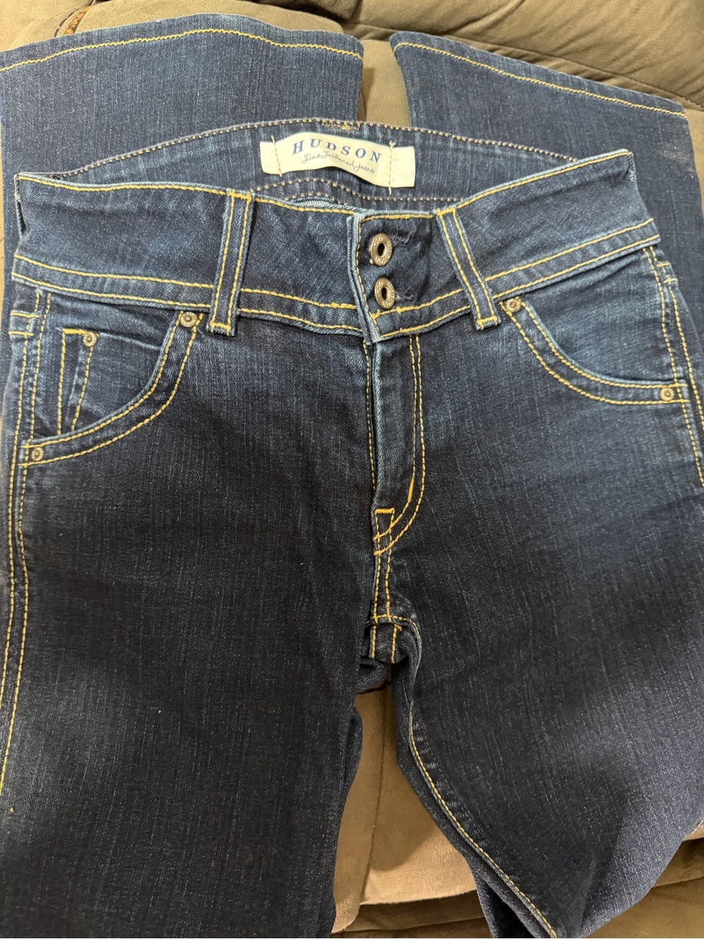 Hudson Fine Tailored Jeans Dark Wash Double Button Bootcut